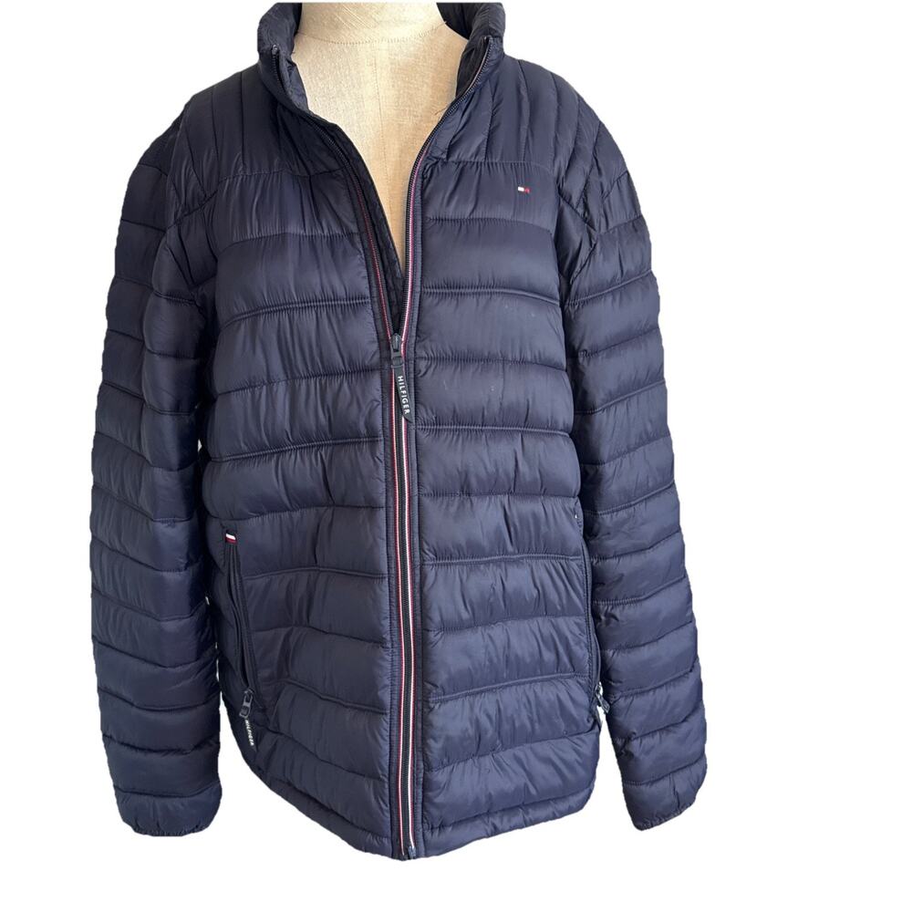 Tommy Hilfiger Puffer Jacket Mens XL Navy Blue Packable
